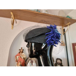 Vintage Jaren 50 Spaanse Calot Hoed met Sluier en Bloemen