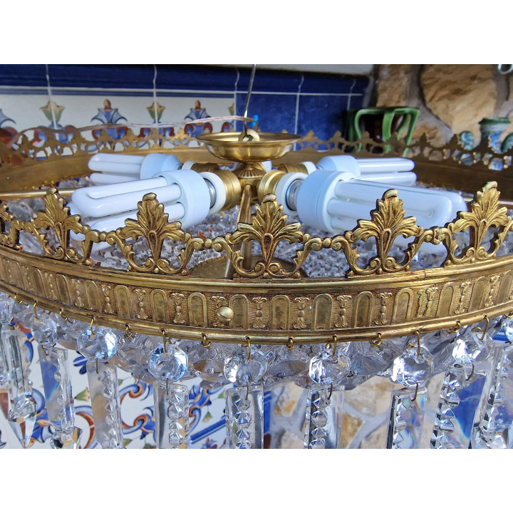 Lampadario Vintage anni '30 Vetro all'Uranio Spagna
