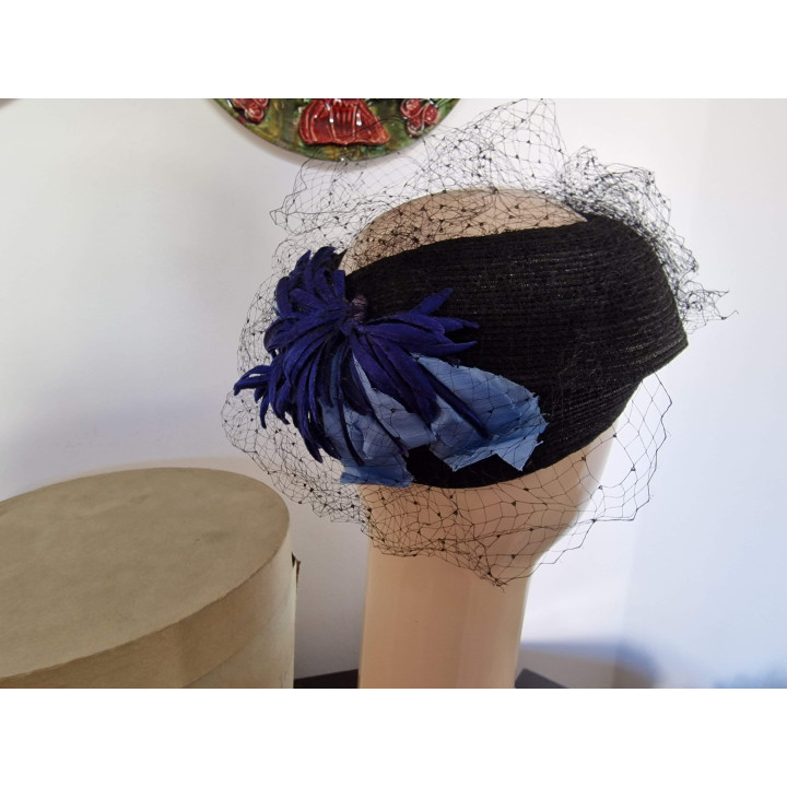 Cappello Vintage Calot Anni '50 con Fiori e Velo - Valencia