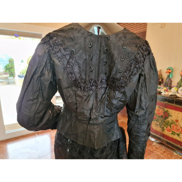 Antique Spanish Black Silk Jacket (1895-1905) - Study Piece