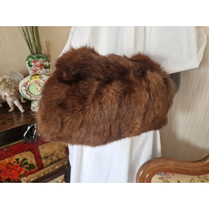 1940s Vintage Natural Fur Muff - Mid-Century Winter Accessory