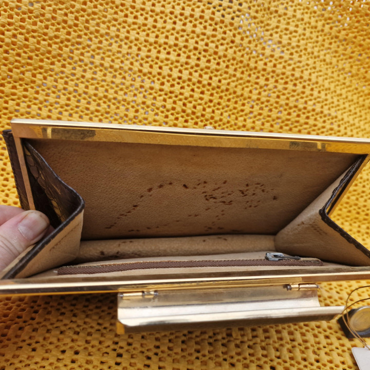 Cartera de Mano Vintage Cocodrilo Rosa - Piel Años 50