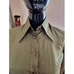 1970年代 ヴィンテージ レディースシャツ オリーブグリーン - S