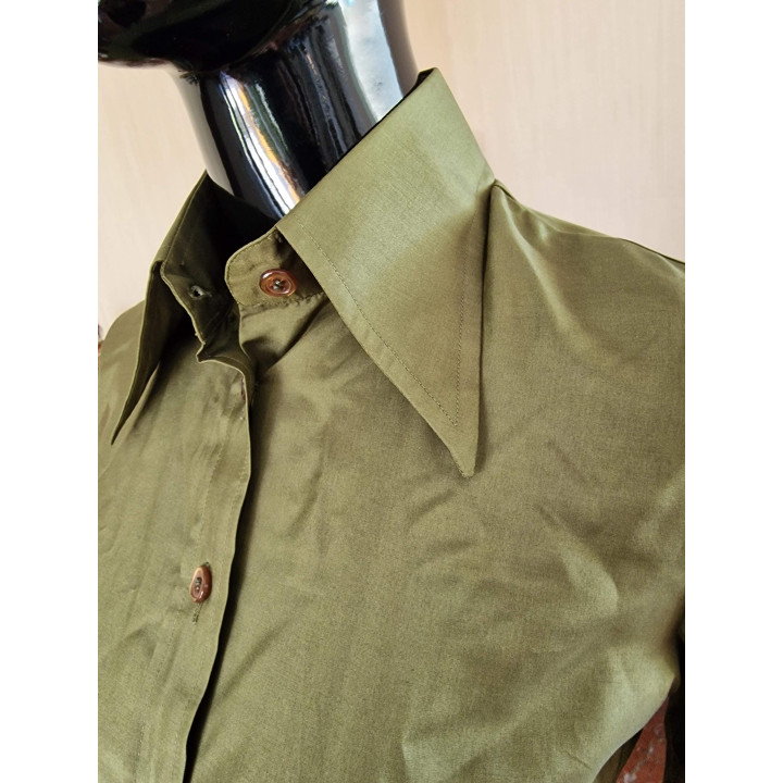 Camisa Vintage Feminina Anos 70 Verde Oliva - Tam. S