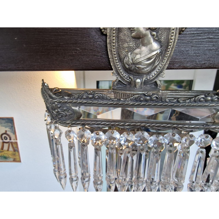 Antique Empire Wall Sconce | Silver Plated Crystal Lamp