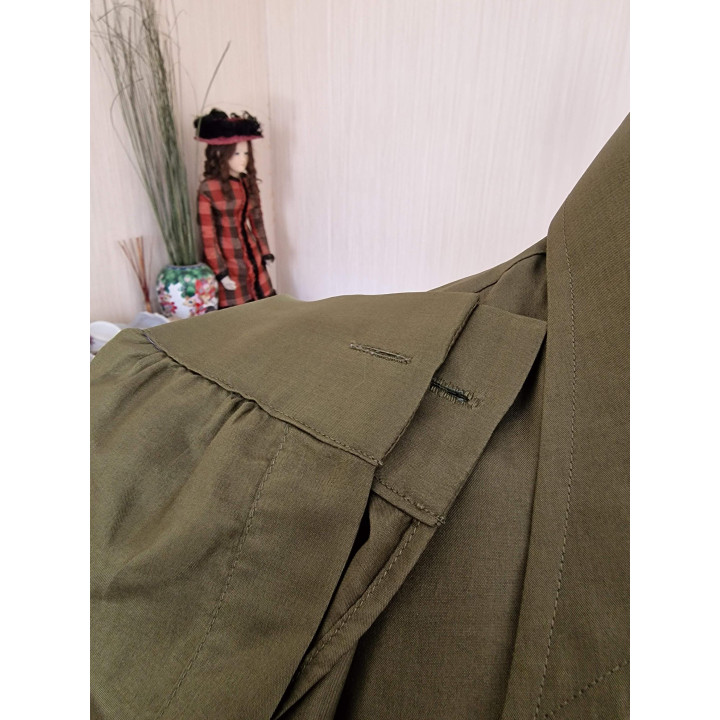 1970s Vintage Women's Olive Green Cotton Shirt - Size S