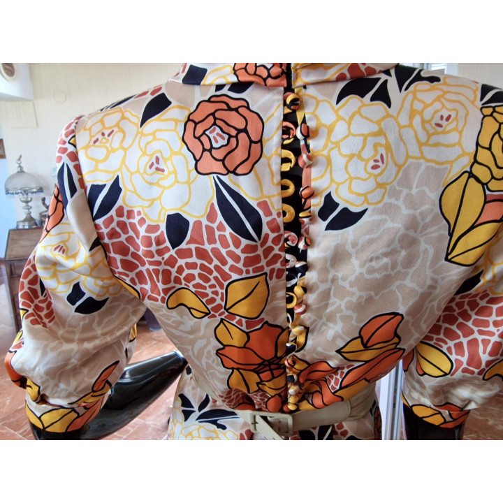 Vestido de Seda Genevieve F. Genève Años 70 - XS Modèle Prestige