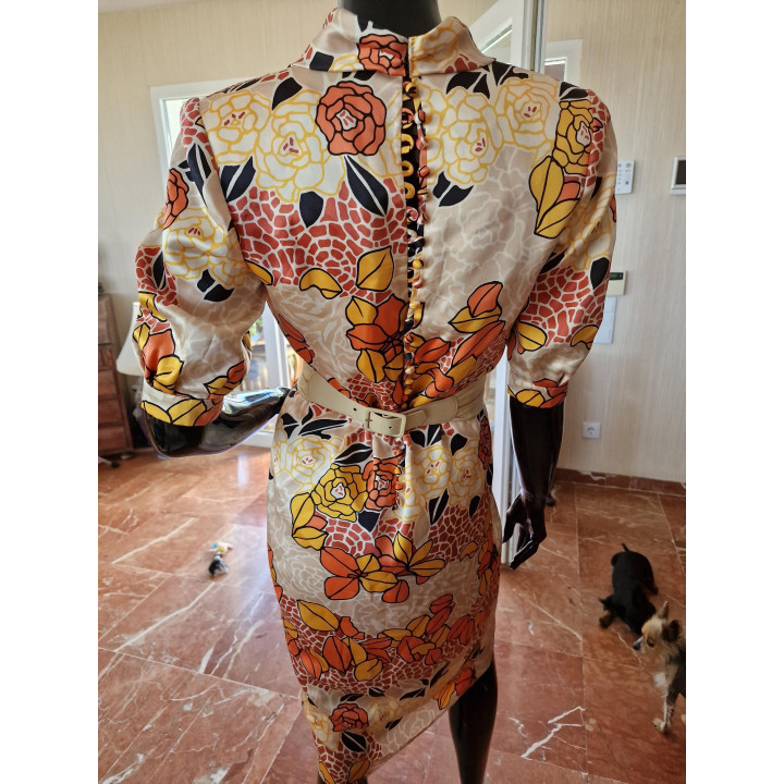 1970s Vintage Genevieve F. Silk Dress - XS Modèle Prestige