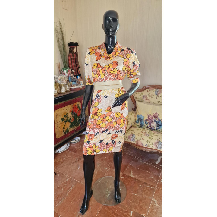 1970s Vintage Genevieve F. Silk Dress - XS Modèle Prestige