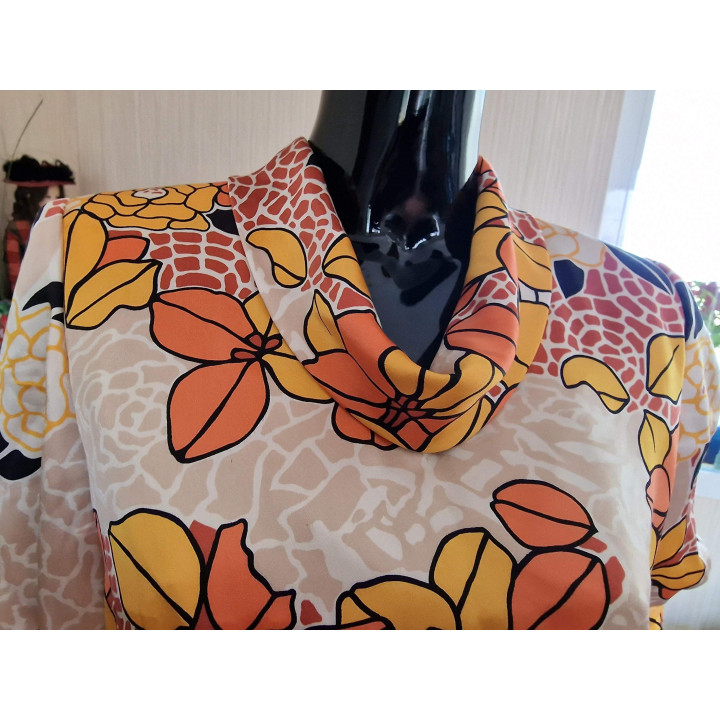 Vintage zijden jurk Genevieve F. Genève jaren 70 - XS
