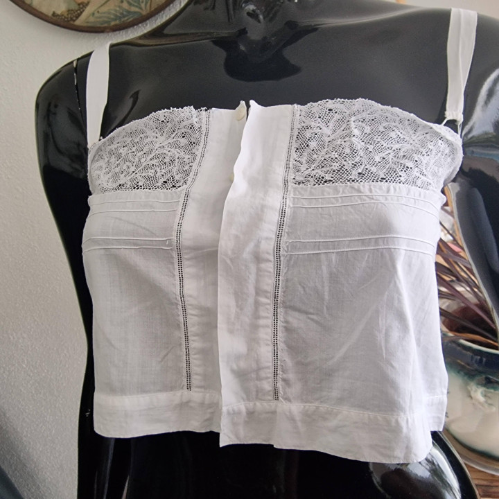 Antique Edwardian Corset Cover (1900-1910) - Cotton Batiste
