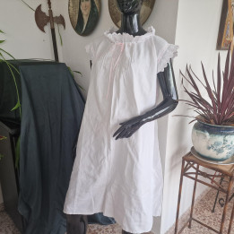Antikes Leinen-Nachthemd um 1900 - Broderie Anglaise