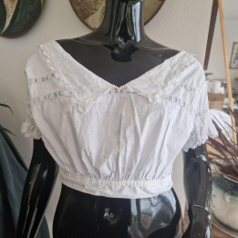 1910s Edwardian Cotton Blouse: Antique Corset Cover
