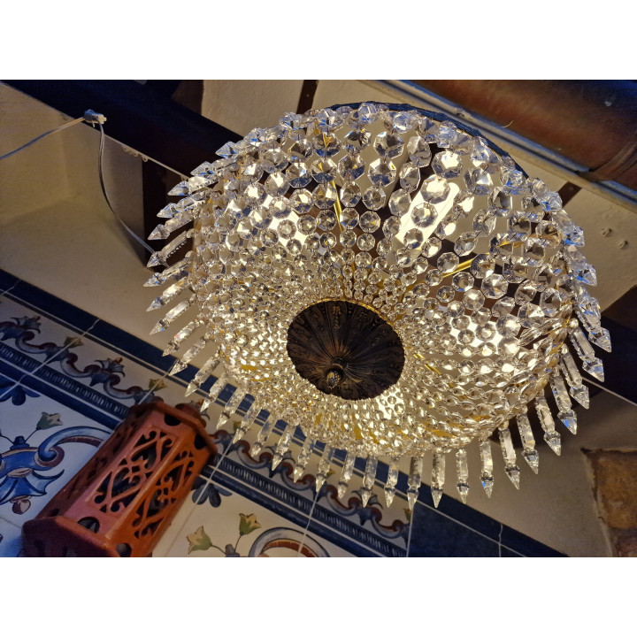 Lampadario Vintage anni '30 Vetro all'Uranio Spagna