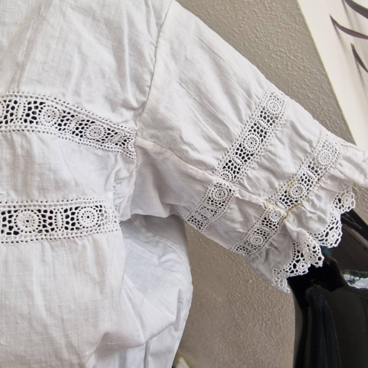 Blusa Cubrecorsé 1910: Algodón y Encaje Valenciennes