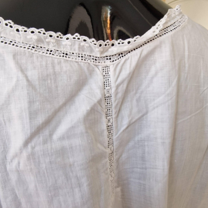 Camisón Antiguo Eduardiano 1900 | Batista de Algodón