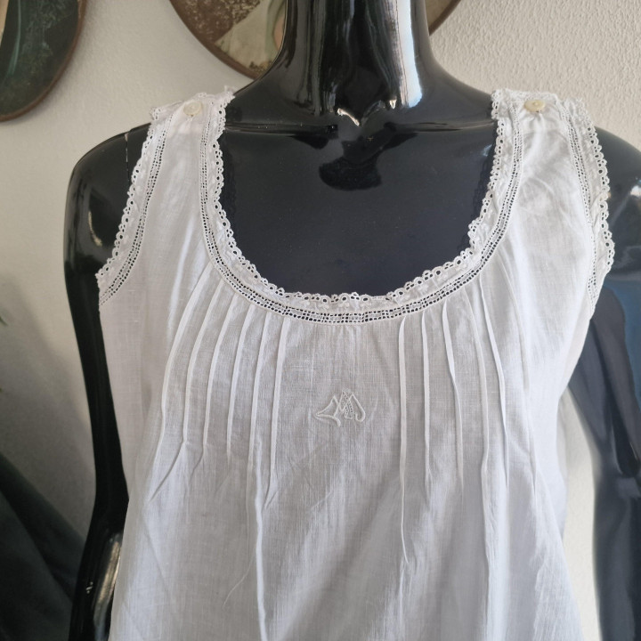 Antique Edwardian Nightgown 1900s | Handmade Cotton Batiste