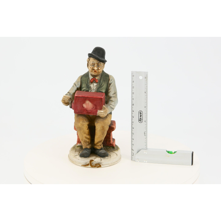 Vintage Polychrome Ceramic Street Musician Figurine