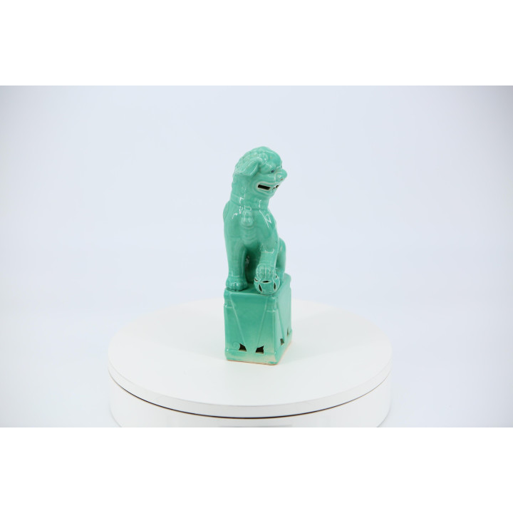 Turquoise Keramieken Foo Hond - Chinese Tempelleeuw Vintage