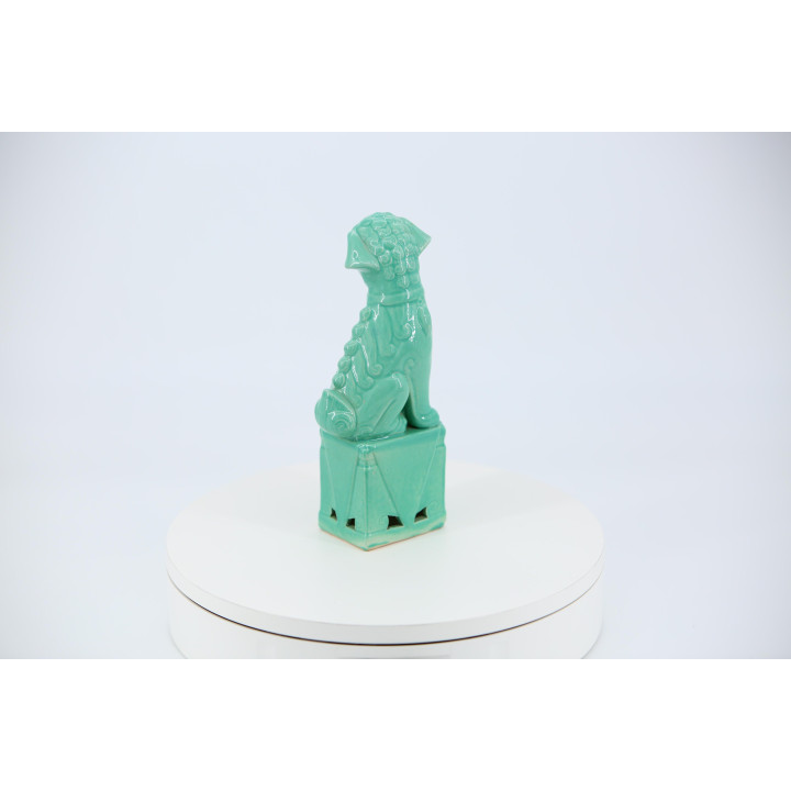 Chien de Fu en Céramique Turquoise - Lion Gardien Chinois