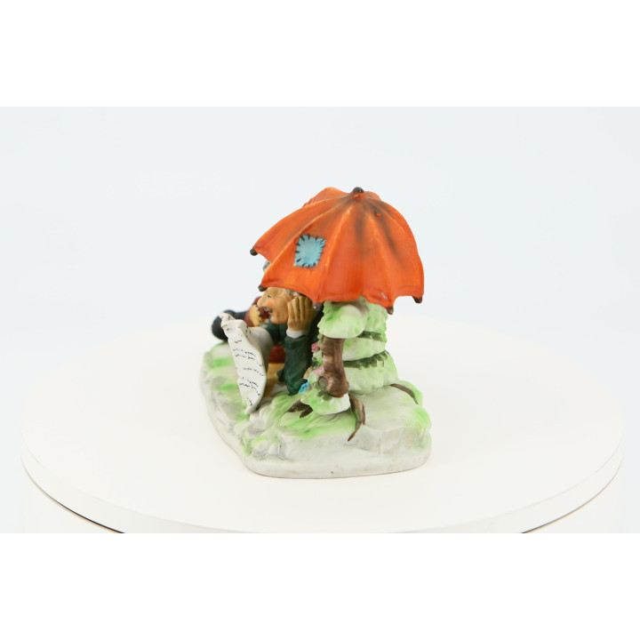 Vintage Ceramic Vagabond Sculpture with Umbrella