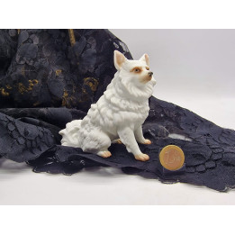 Statua Cane Spitz in Porcellana Biscuit Anni '90