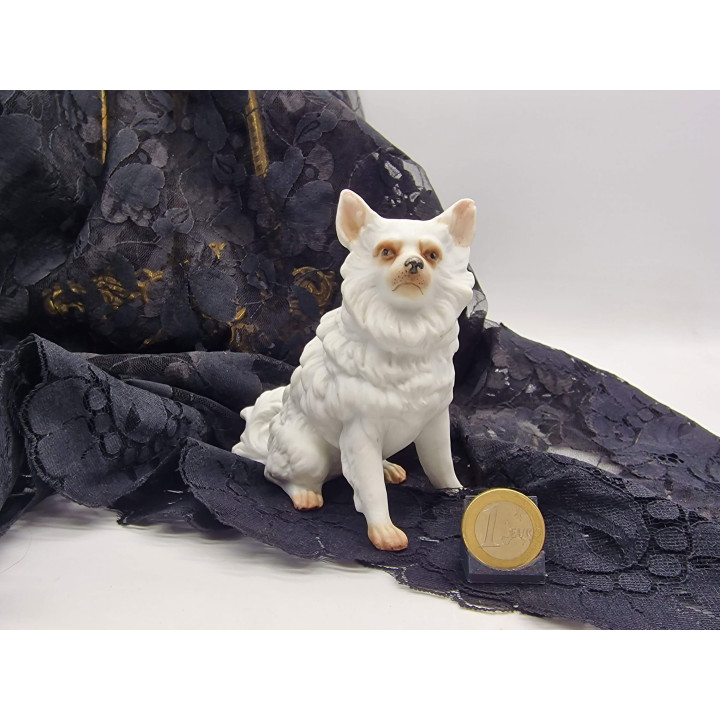 Estátua Cão Spitz em Porcelana de Bisqué 1990