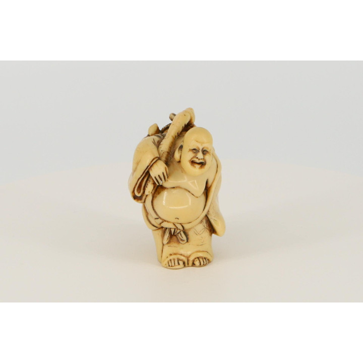 Statuetta Buddha Ridente Hotei 8cm — Vintage anni '90