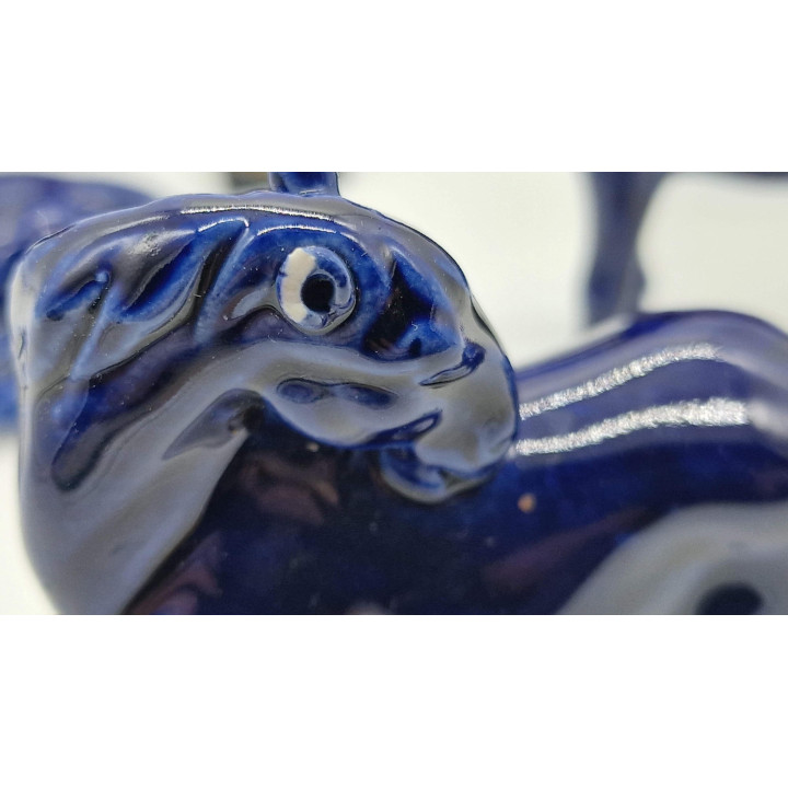 8 Cobalt Blue Porcelain Horse Figurines - Mid-20th Century