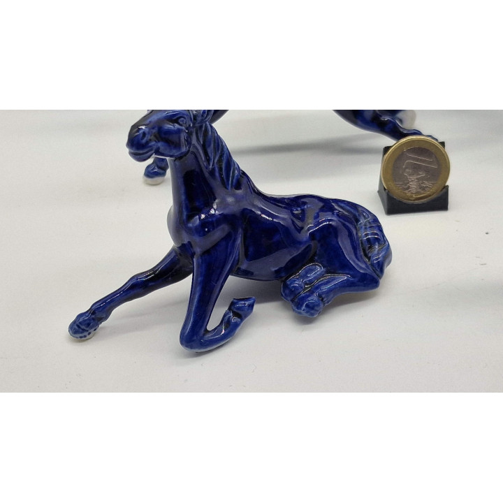 8 Cobalt Blue Porcelain Horse Figurines - Mid-20th Century