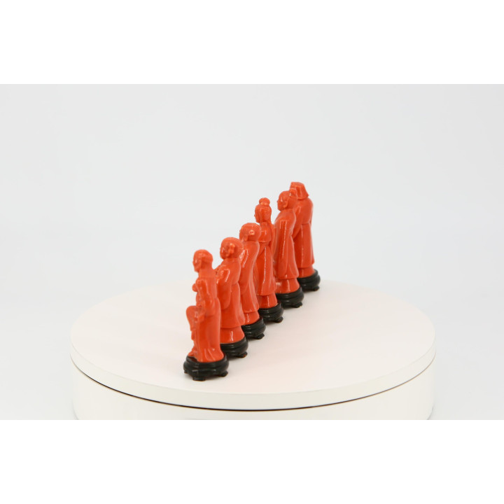 6 orientalische Figuren - Hongkong 1990er - Korallenimitat