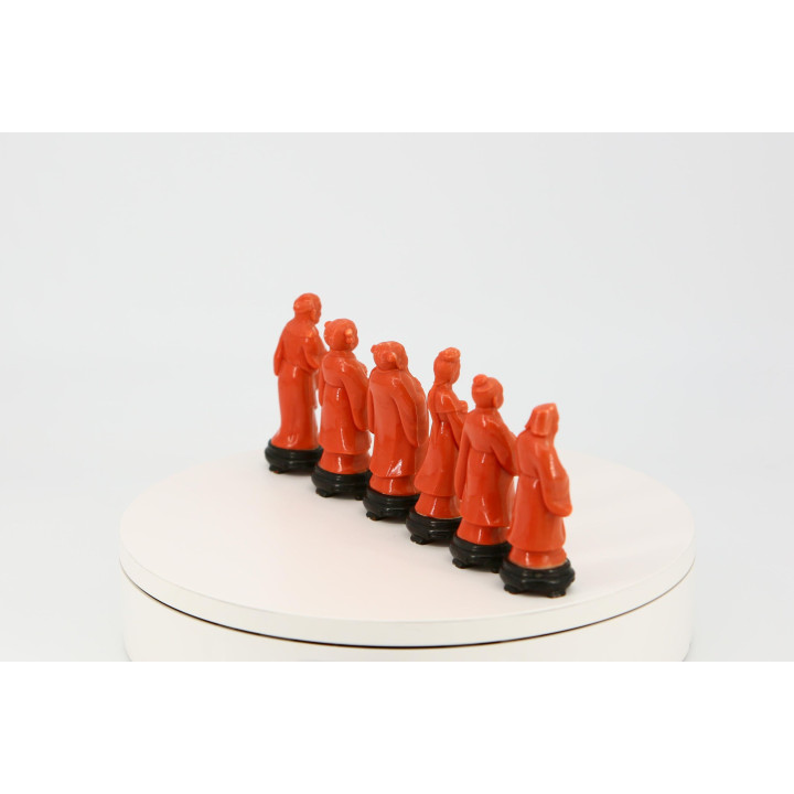 Set 6 Figurines Orientales - Hong Kong 1990 - Imitation Corail