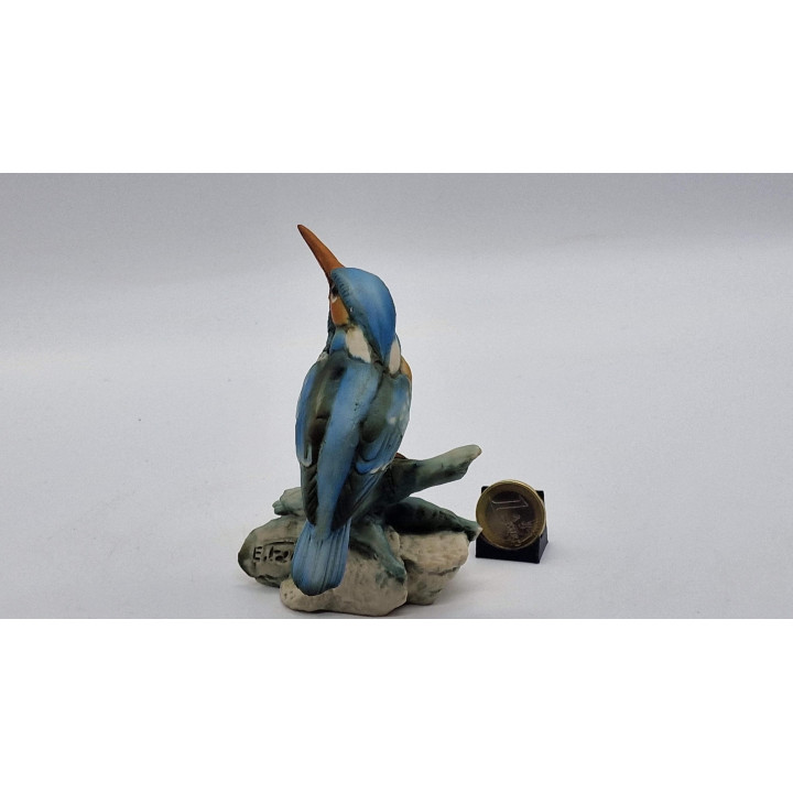 Vintage E. Ferres Porcelain Kingfisher Figurine - Italian 1970s
