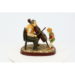 Vintage Harzskulptur Cellist und Mädchen — 90er Jahre