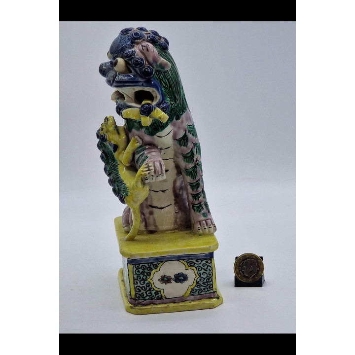 Antyczna figurka Pies Foo Porcelana Chiny 1920