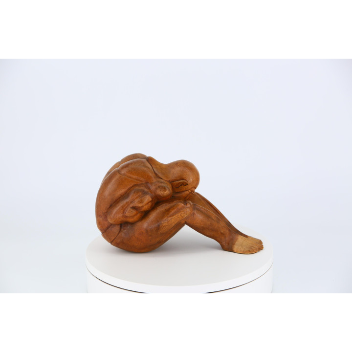 Buddha Piangente Legno Intagliato 18cm - Vintage anni '90
