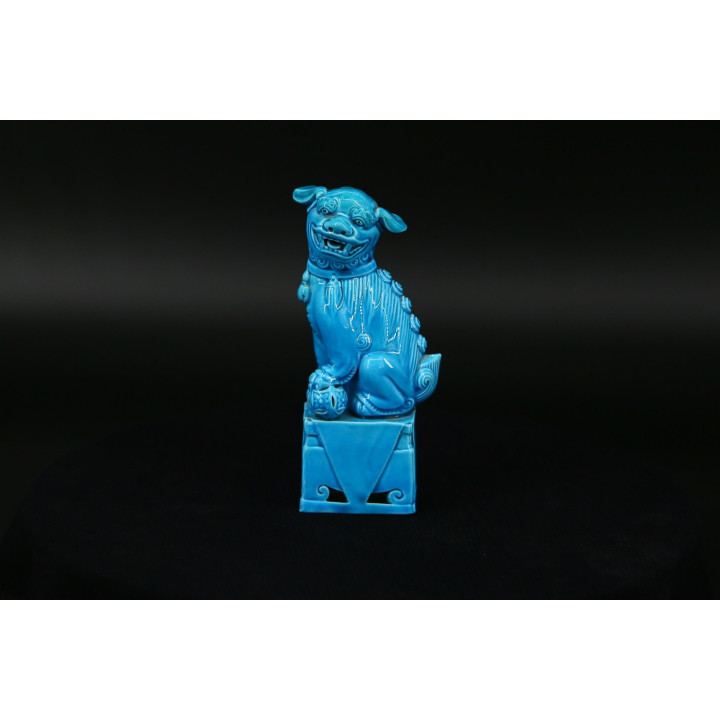 Chien de Fu en Porcelaine Turquoise, Milieu XXe