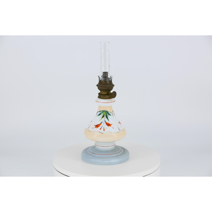 Antieke Olielamp 1930 Bohemen | Opaalglas Kosmos-Brenner