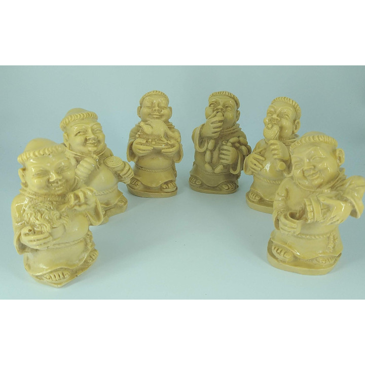 6er-Set Vintage Mönchsfiguren aus Harz (1970er Jahre)