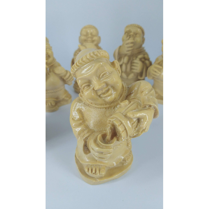 Lot de 6 Figurines de Moines Vintage en Résine (1970)