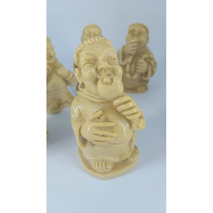 Set di 6 Statuette di Monaci Vintage in Resina (Anni '70)