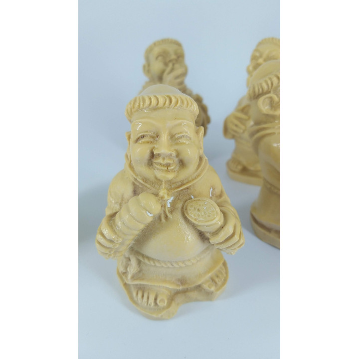 Set di 6 Statuette di Monaci Vintage in Resina (Anni '70)