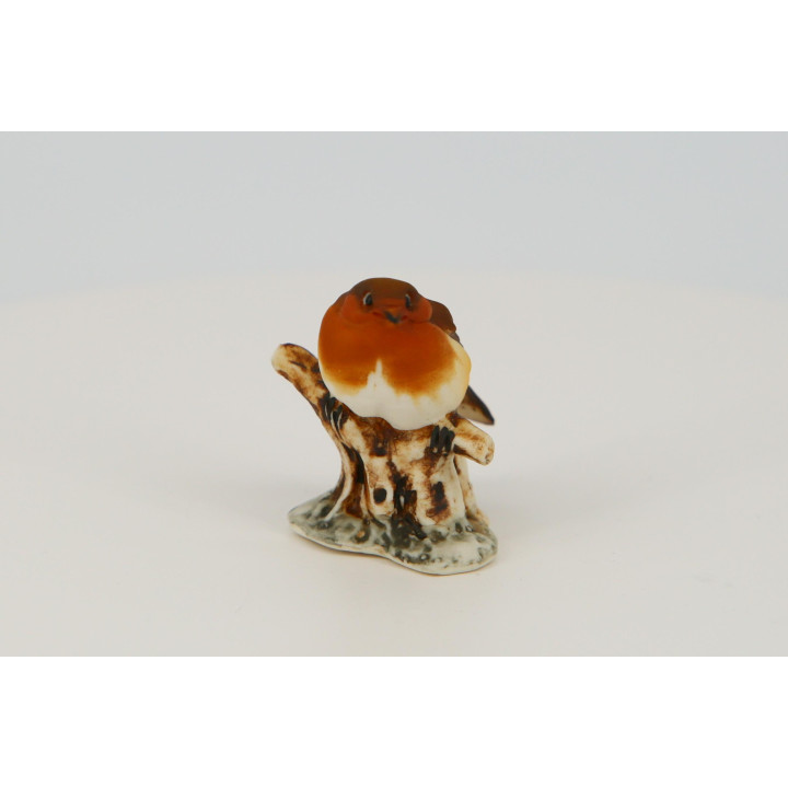 Figura Pássaro Pisco-de-peito-ruivo Porcelana Capodimonte