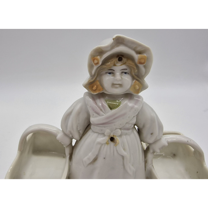 Vintage Porcelain Nodder Figurine Mid-Century Girl