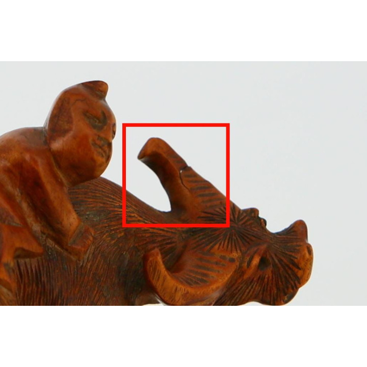 Vintage 1950s Hand-Carved Wood Sculpture - Boy on Water Buffalo