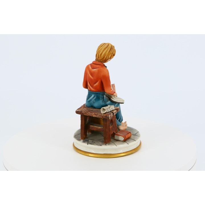 Sculpture Porcelaine Capodimonte : Étudiant et Napoléon