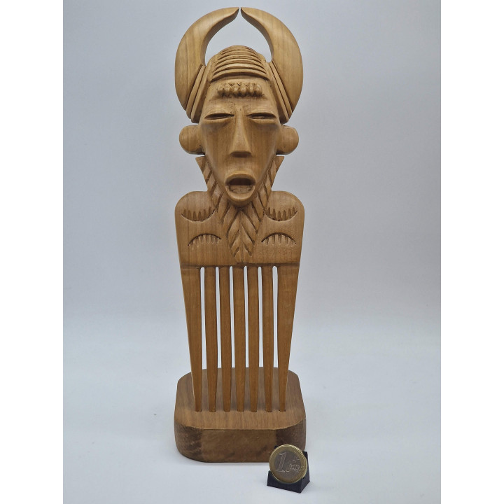 Pente Africano de Madera Esculpido à Mão, Máscara Senufo Guro Bakota Escultura de Arte Tribal, Decoração de Gabinete dos Anos 1…