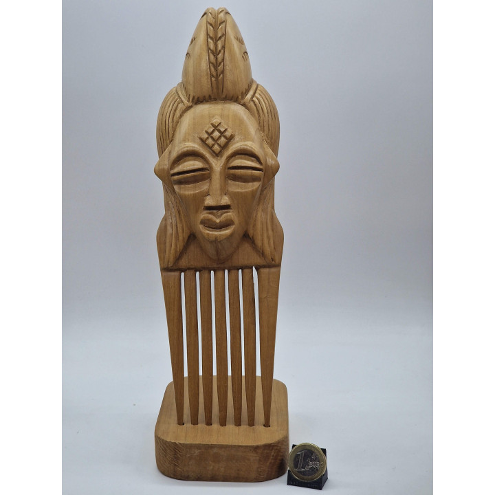 Pente Africano de Madera Esculpido à Mão, Máscara Senufo Guro Bakota Escultura de Arte Tribal, Decoração de Gabinete dos Anos 1…
