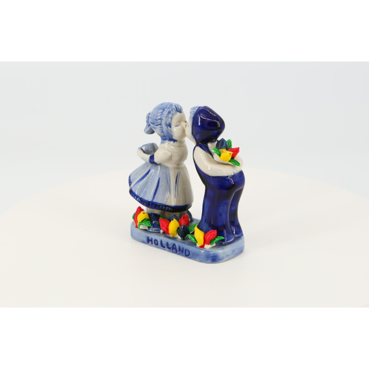 Delfter Blau Keramikfigur Holländischer Kuss 1980er