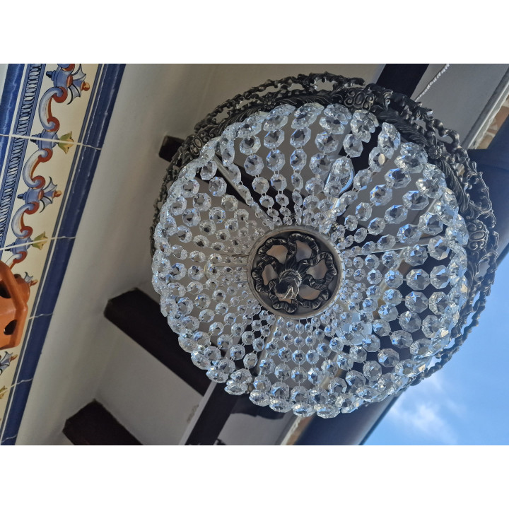 Vintage Kristallen Plafondlamp, Spanje jaren '60
